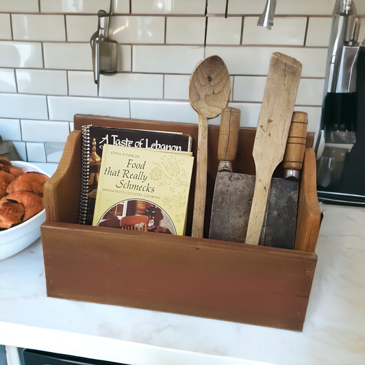 wood crate hand crafted kitchen organizer