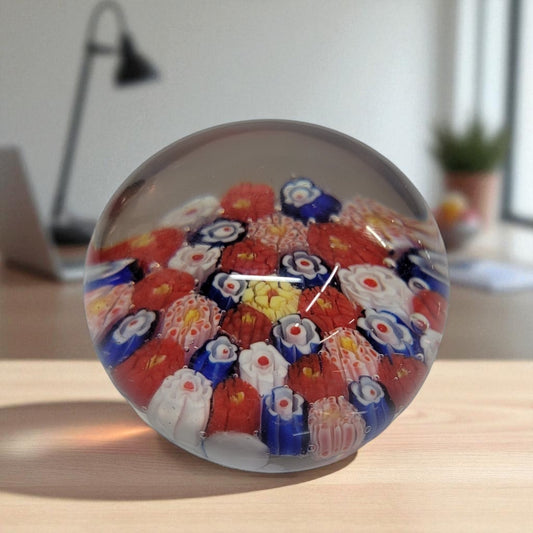 Vintage Art Glass Millefiori Candy Cane Paperweight