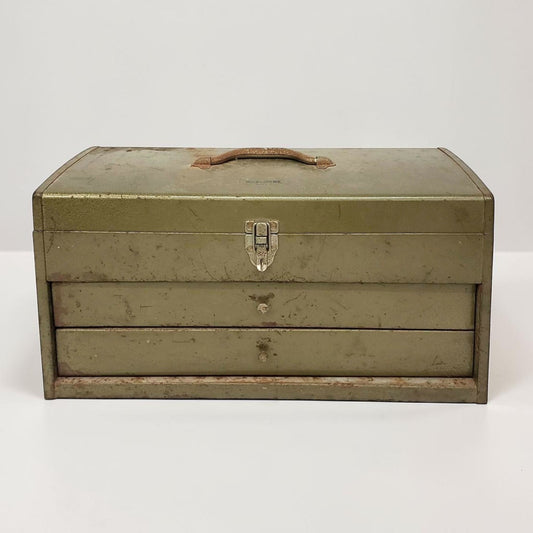 Vintage Park Tools machinist toolbox with pullout drawers and hinged top, made in USA.