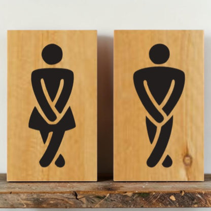 Funny bathroom sign man
Funny bathroom sign woman
Humor restroom wood sign
Cabin bathroom decor sign
Handmade restroom sign set
