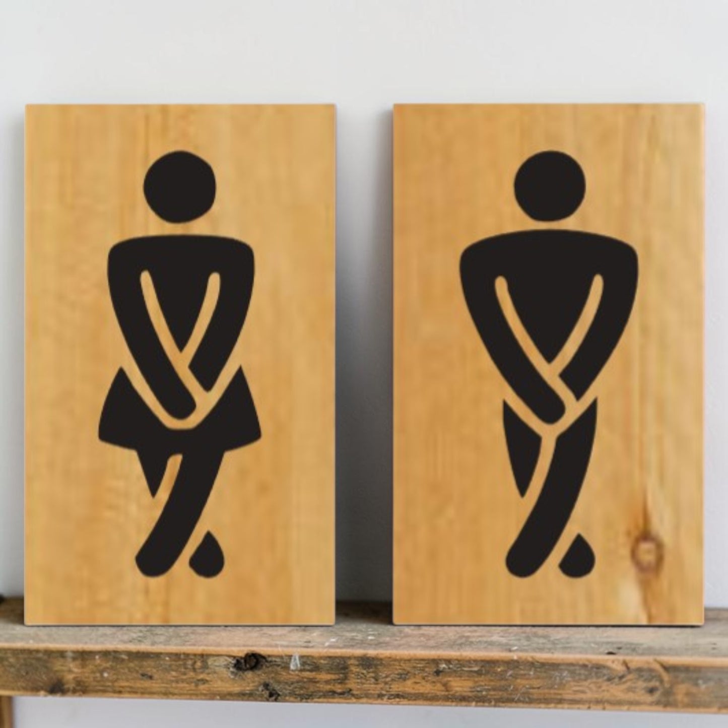 Funny bathroom sign man
Funny bathroom sign woman
Humor restroom wood sign
Cabin bathroom decor sign
Handmade restroom sign set