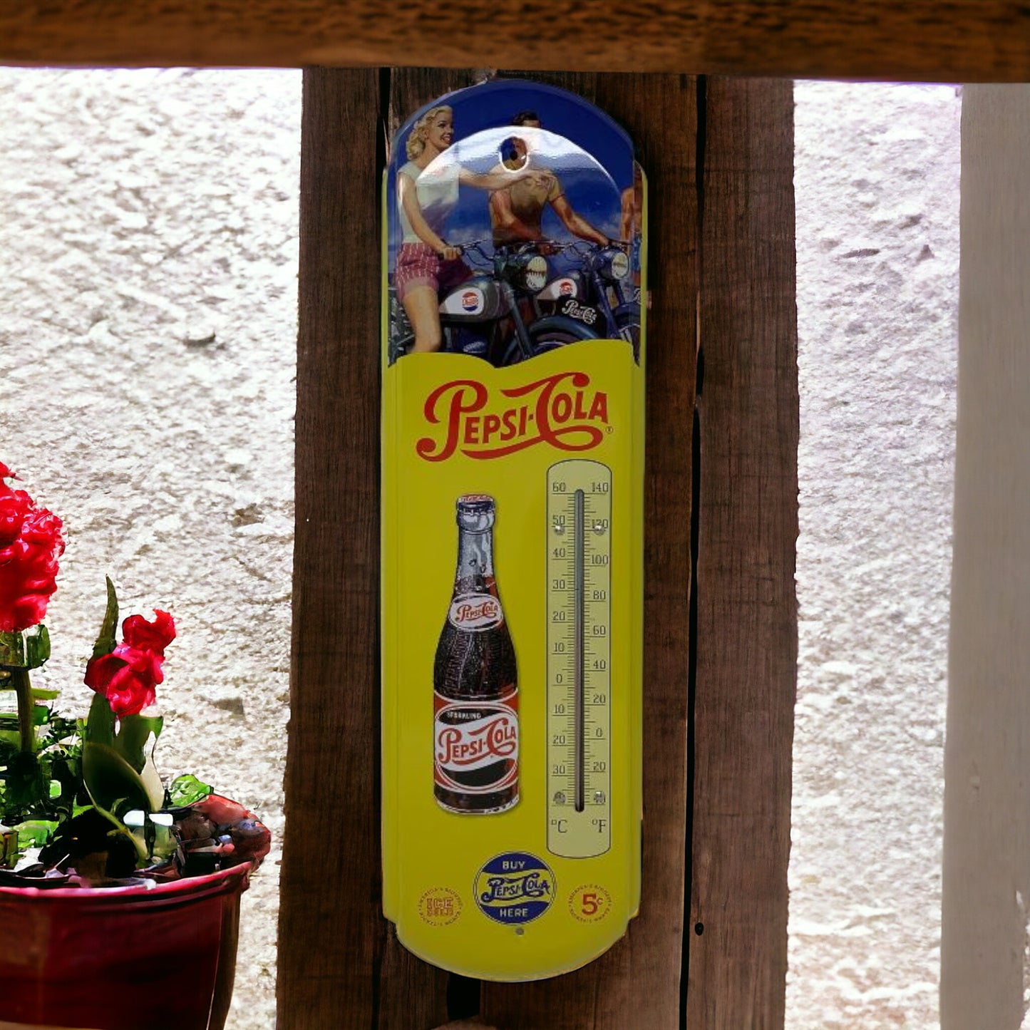 Pepsi Cola Tin Thermometer Retro Advertising Decor