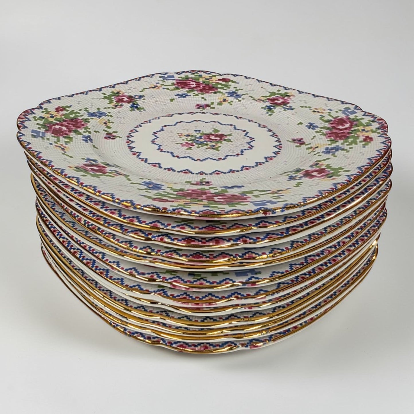 Antique Royal Albert Petit Point Dessert Plates