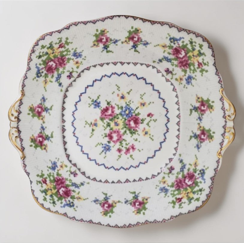 Antique Royal Albert Petit Point Cake Plate