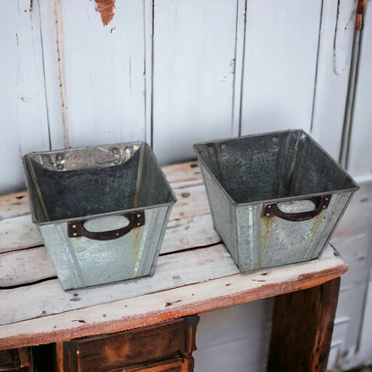 Rustic Metal Herb Planters