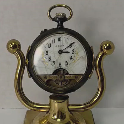 Early 1900s Swiss 8-Day Gunmetal Pocket Watch Hebdomas Style 