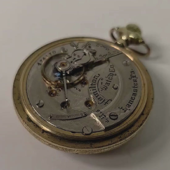 Hamilton Railroad Grade Pocket Watch Gold Filled Lever Set 17 Jewel Montgomery Dial