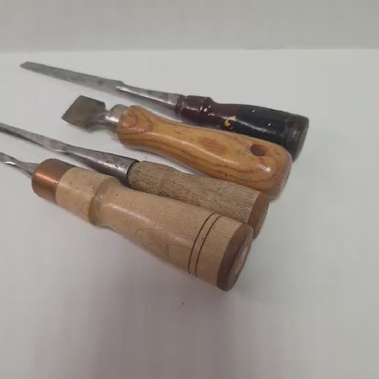 A beautiful four-piece set of antique woodworking chisels from the era when quality craftsmanship came first.
