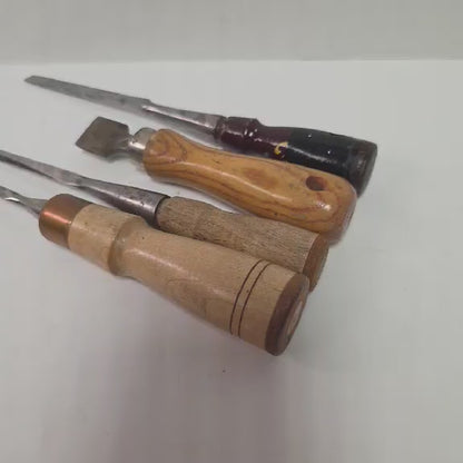 A beautiful four-piece set of antique woodworking chisels from the era when quality craftsmanship came first.
