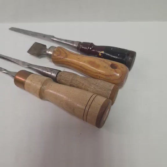 A beautiful four-piece set of antique woodworking chisels from the era when quality craftsmanship came first.
