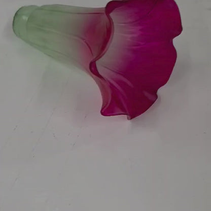 Vintage Cranberry & Green Tulip-Shaped Glass Lampshade Ruffled Edge 6-Inch Tall