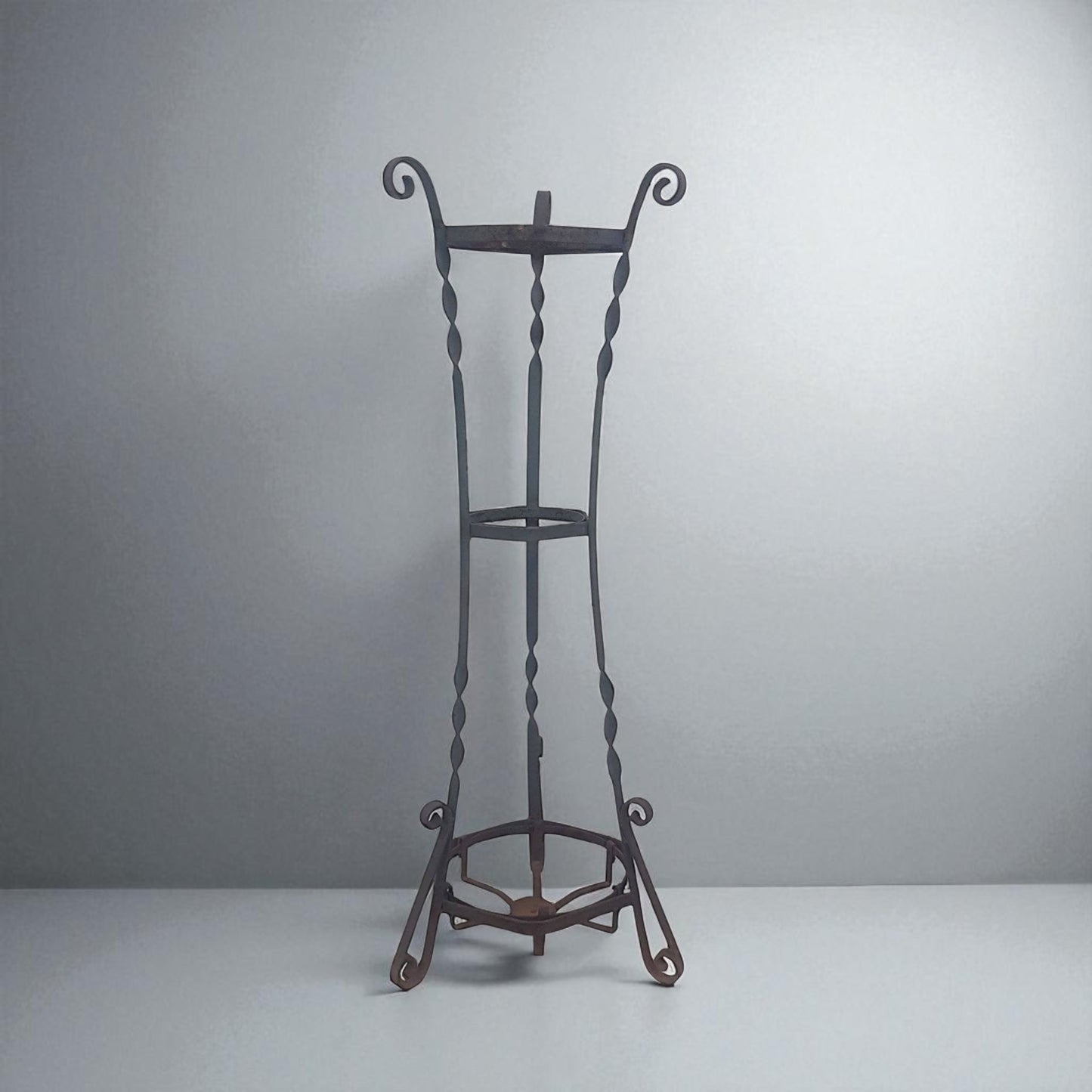 Primitive Hand Forged Iron Plant Stand Umbrella Holder