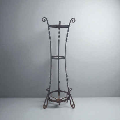 Primitive Hand Forged Iron Plant Stand Umbrella Holder