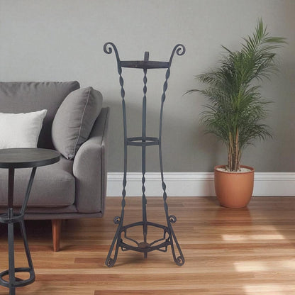 Primitive Hand Forged Iron Plant Stand Umbrella Holder