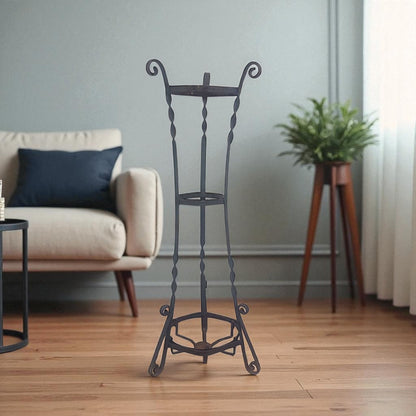 Primitive Hand Forged Iron Plant Stand Umbrella Holder