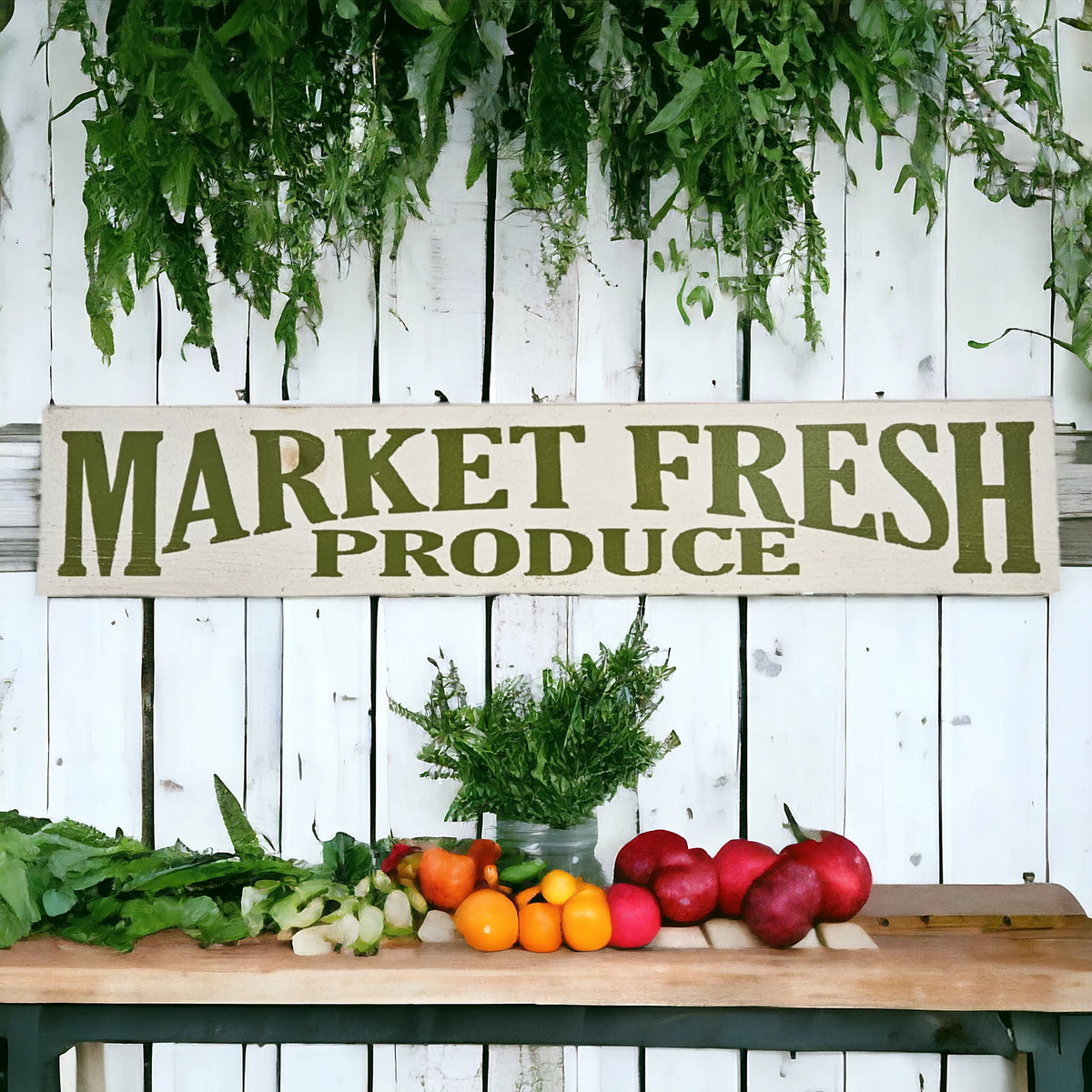 Produce Sign Frame Market Fresh Produce Hand Painted Wooden Sign – Wainfleet Trading Post
