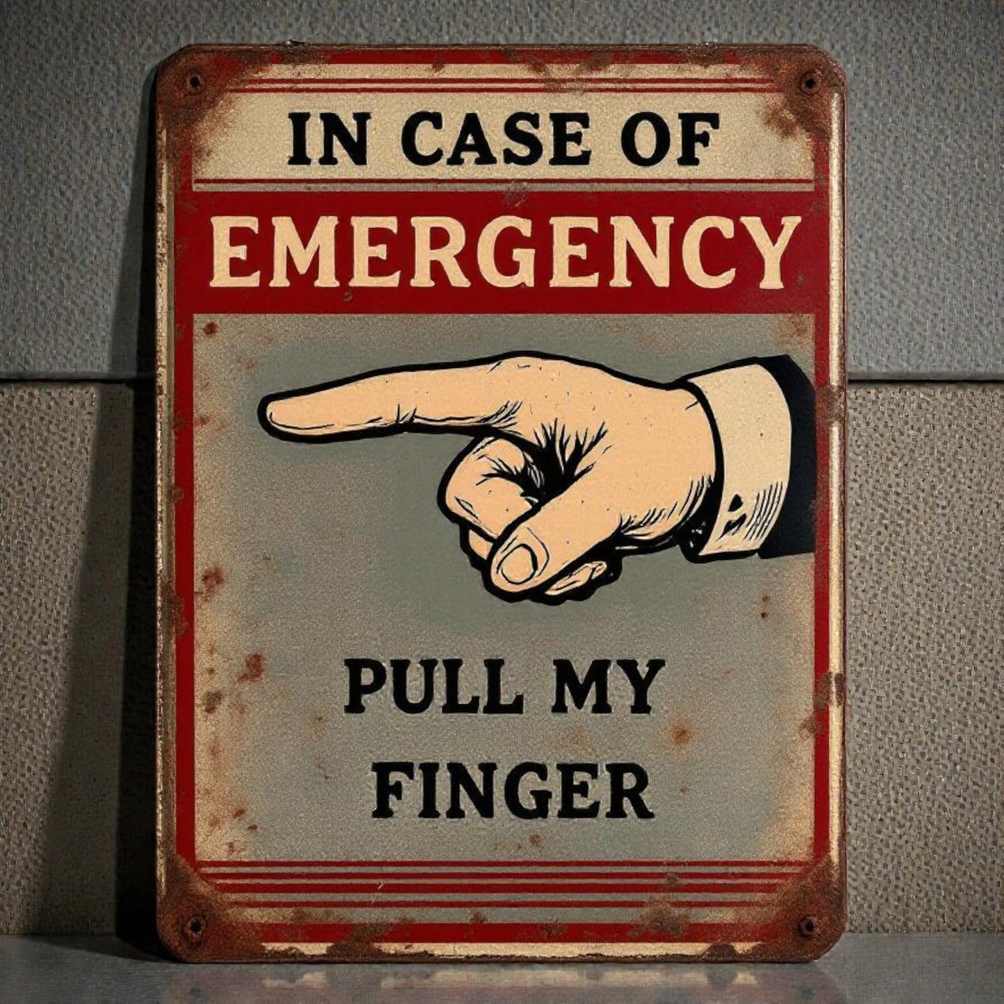 Funny Office Sign – “In Case of Emergency Pull My Finger”