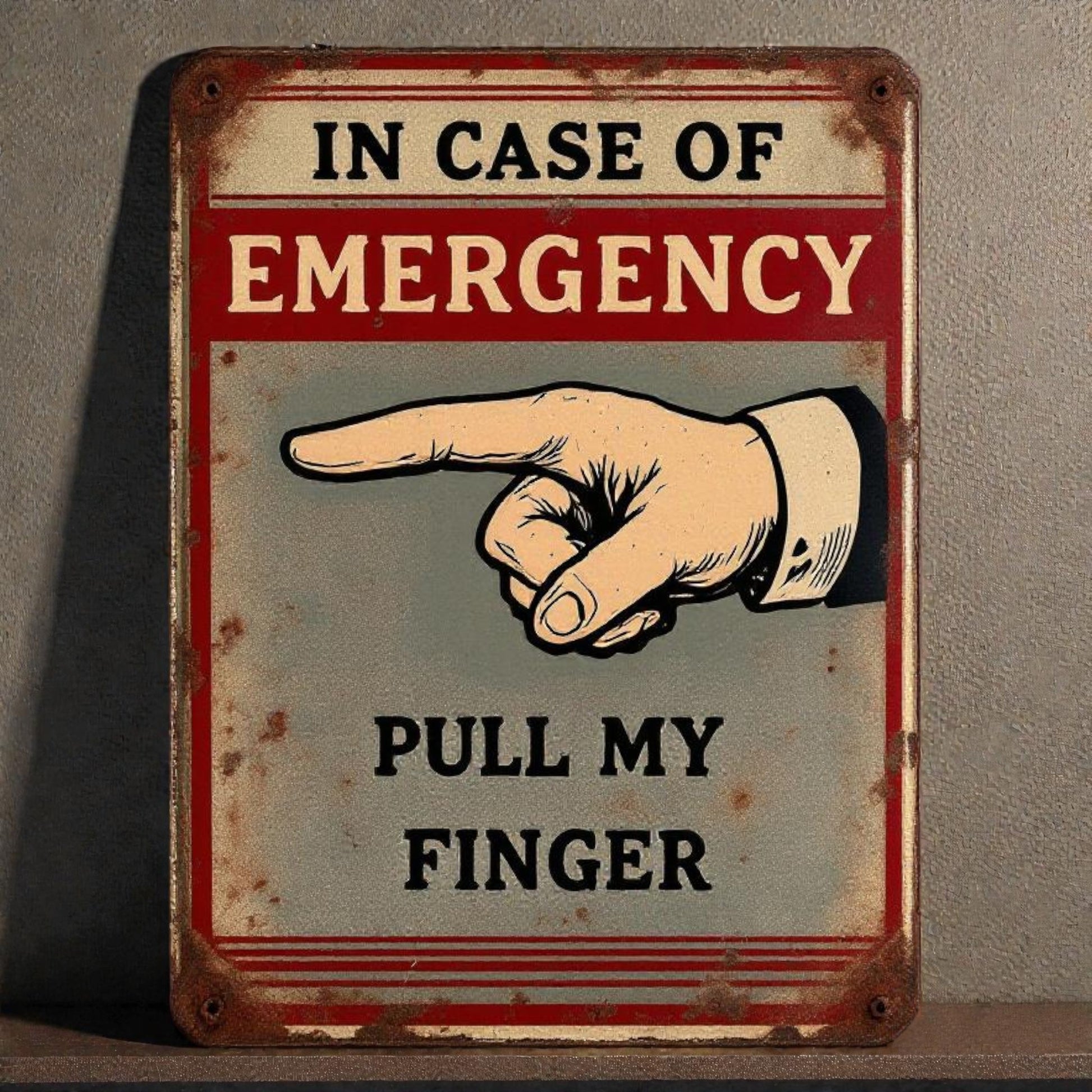 Funny Office Sign – “In Case of Emergency Pull My Finger”
