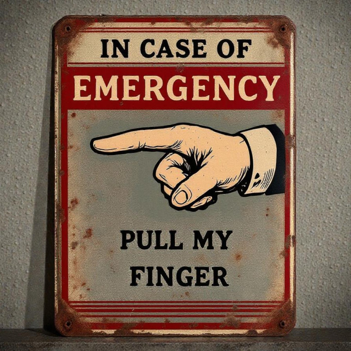 Funny Office Sign – “In Case of Emergency Pull My Finger”