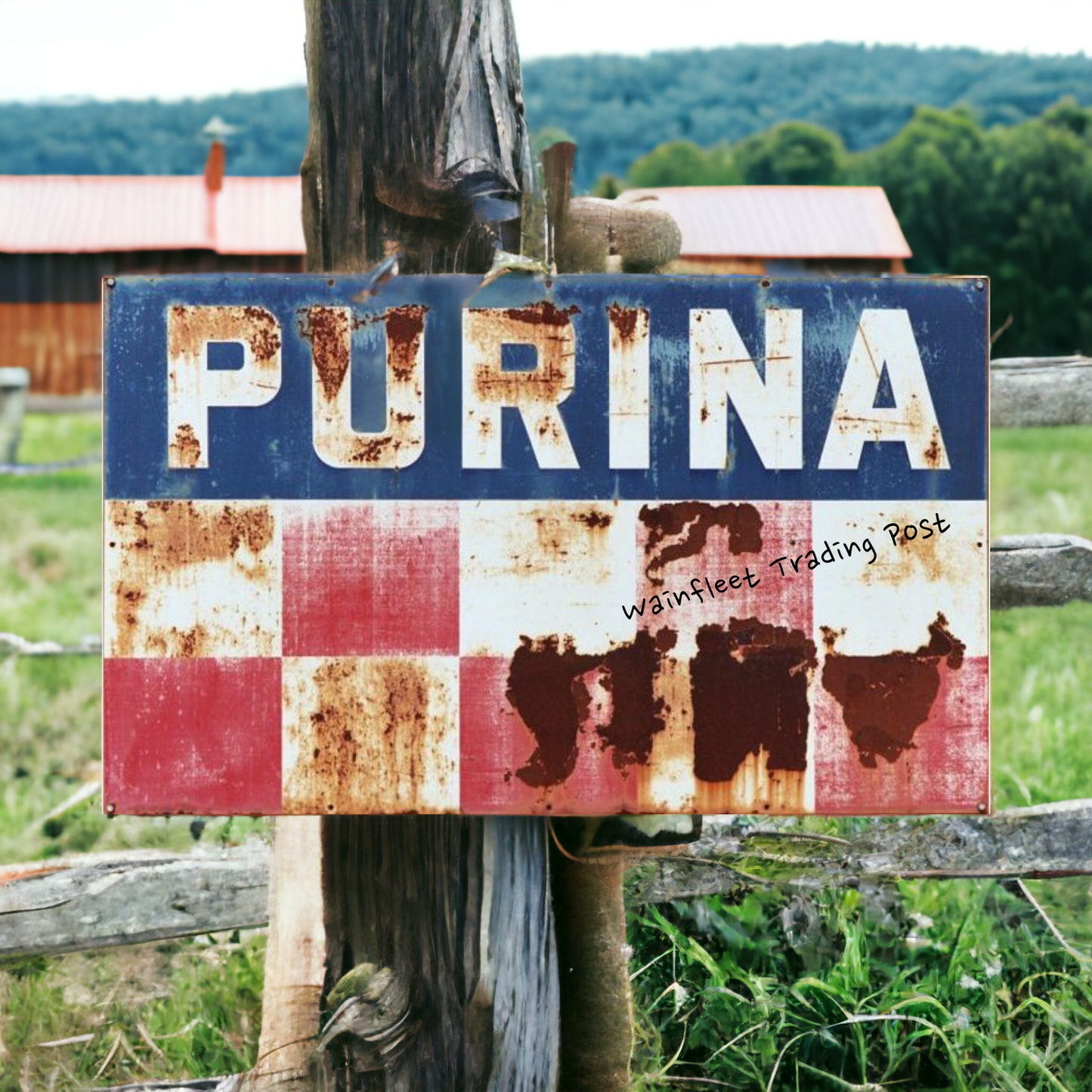 rustic purina farm sign 