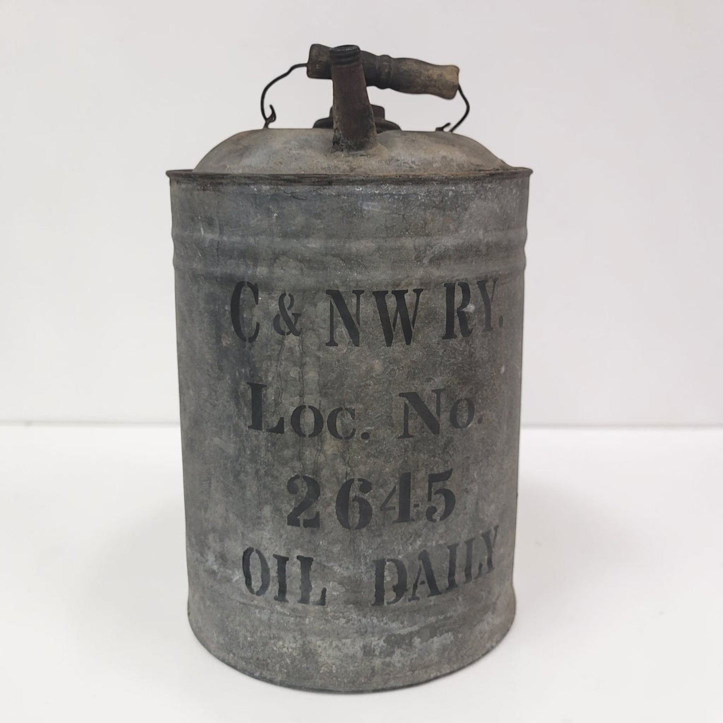 Vintage Chicago & Northwestern Railway oil can – 13" tall x 8"
