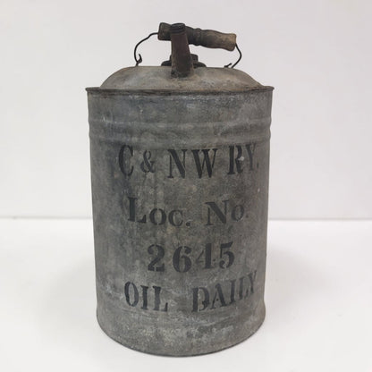 Vintage Chicago & Northwestern Railway oil can – 13" tall x 8"