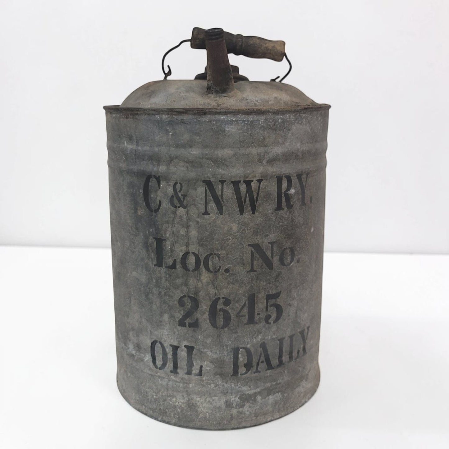 Vintage Chicago & Northwestern Railway oil can – 13" tall x 8"