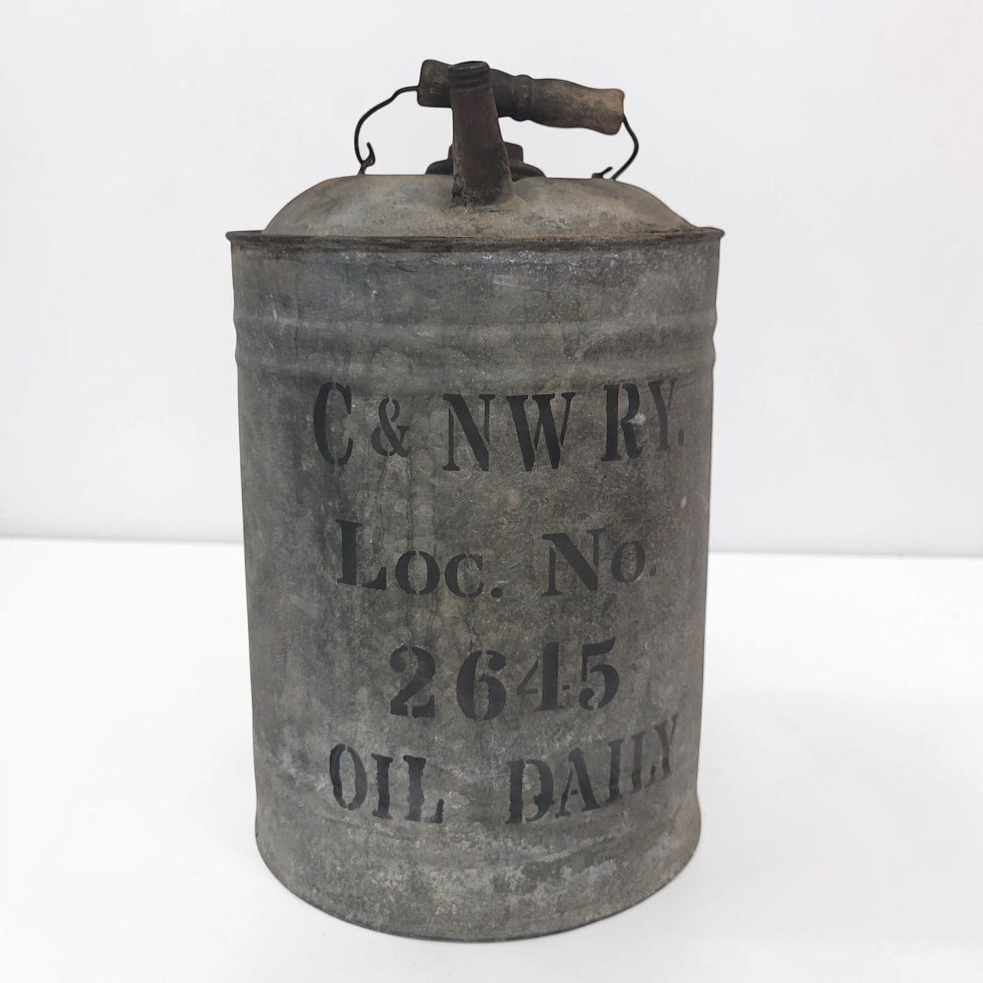 Vintage Chicago & Northwestern Railway oil can – 13" tall x 8"