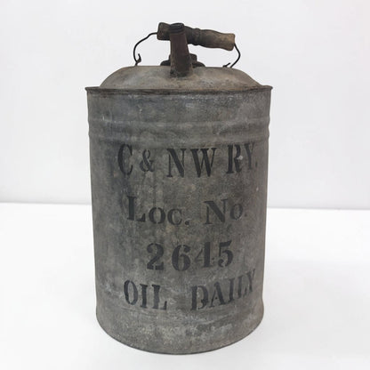 Vintage Chicago & Northwestern Railway oil can – 13" tall x 8"