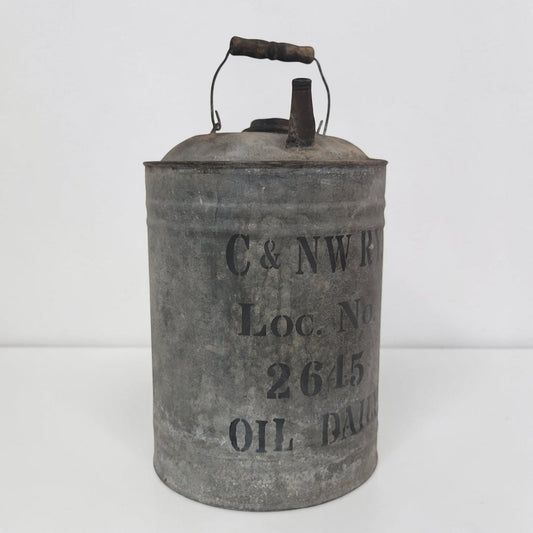 Vintage Chicago & Northwestern Railway oil can – 13" tall x 8"