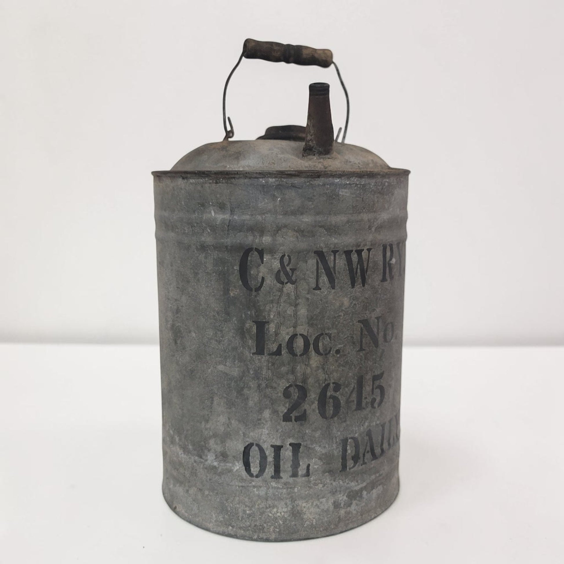Vintage Chicago & Northwestern Railway oil can – 13" tall x 8"