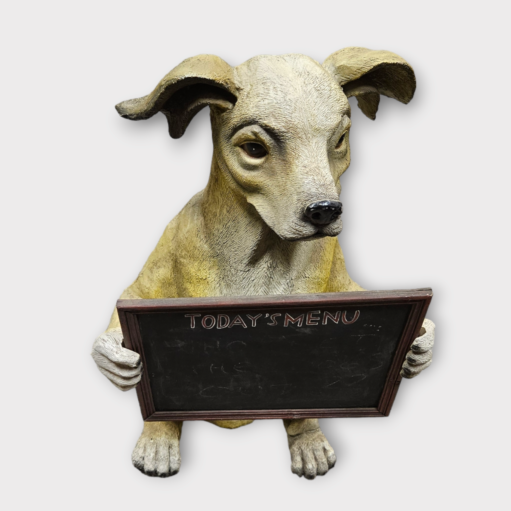 Novelty Dog Statue Holding Chalkboard Menu 