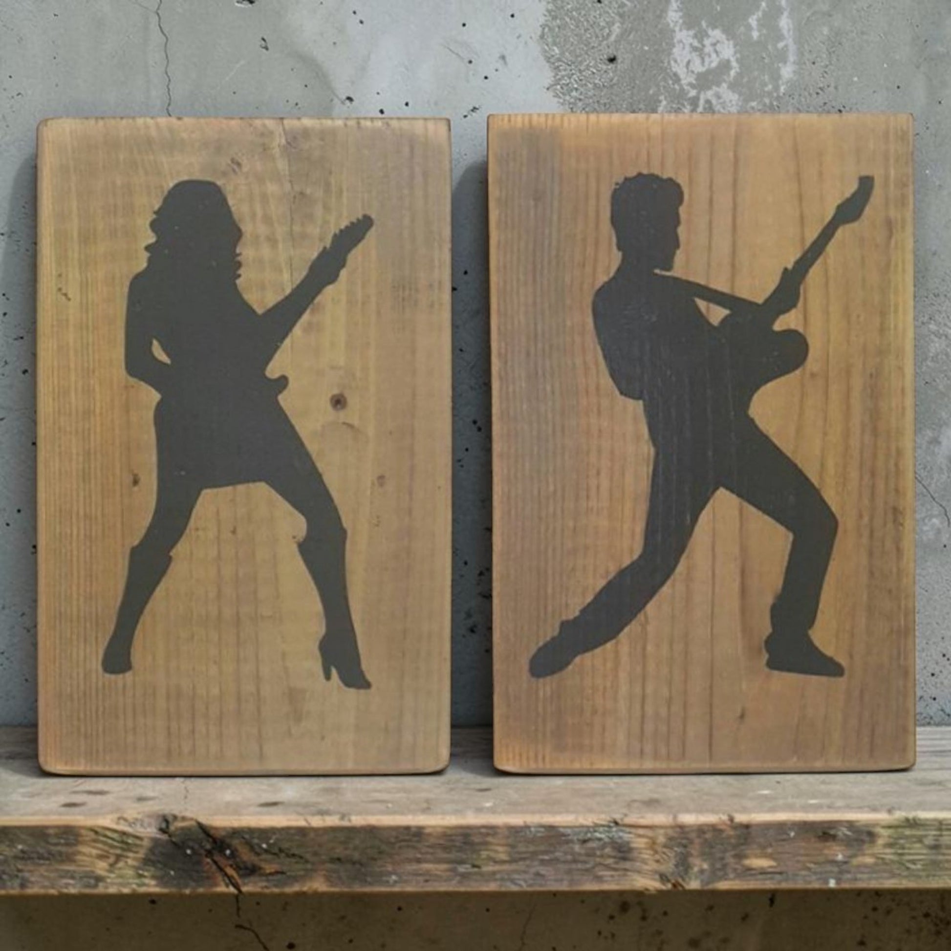 Rock guitar bathroom sign
Ladies guitar sign
Gents guitar sign
