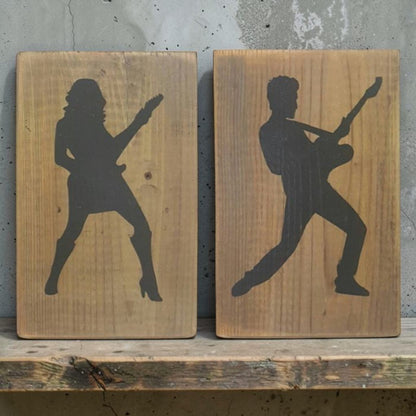 Rock guitar bathroom sign
Ladies guitar sign
Gents guitar sign