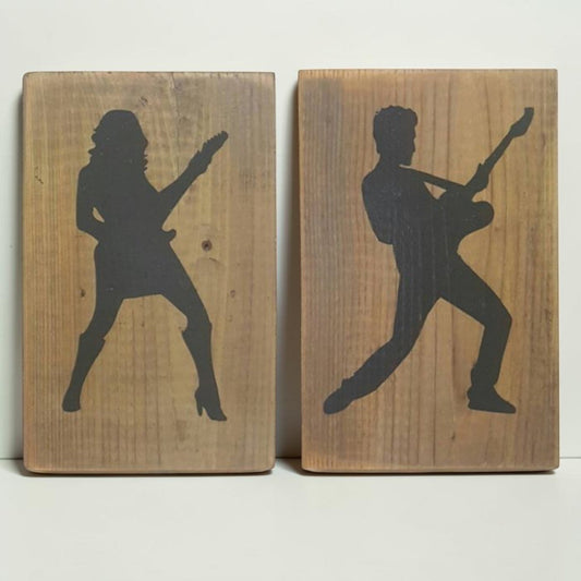 Rock guitar bathroom sign
Ladies guitar sign
Gents guitar sign