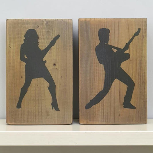 Rock guitar bathroom sign
Ladies guitar sign
Gents guitar sign