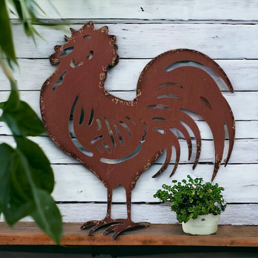 Metal Rooster Farm Decor Rustic Wall Hanging
