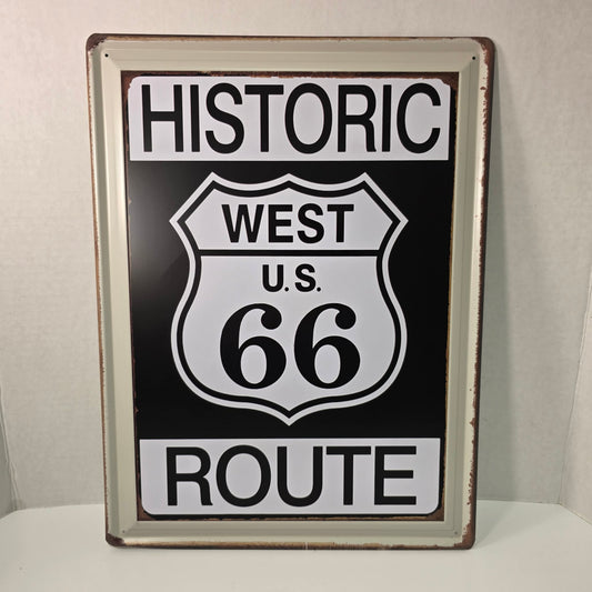 Historic Route West U.S. 66 Sign Metal 
