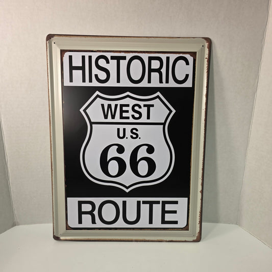 Historic Route West U.S. 66 Sign Metal 