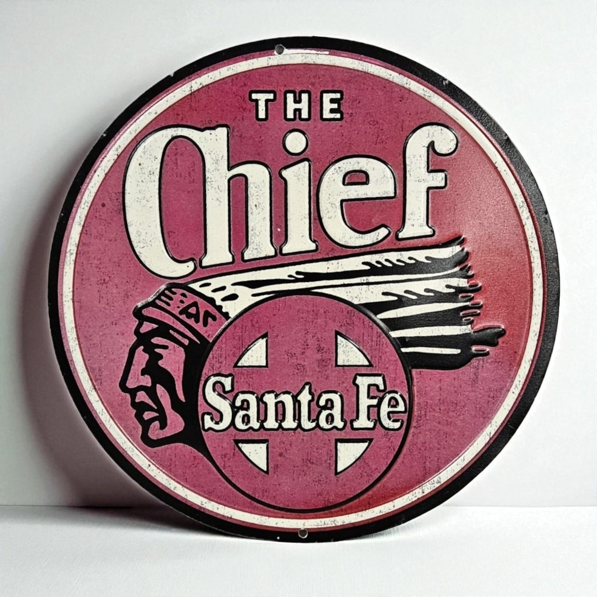 Retro Tin Santa Fe The Chief  Railroad Sign