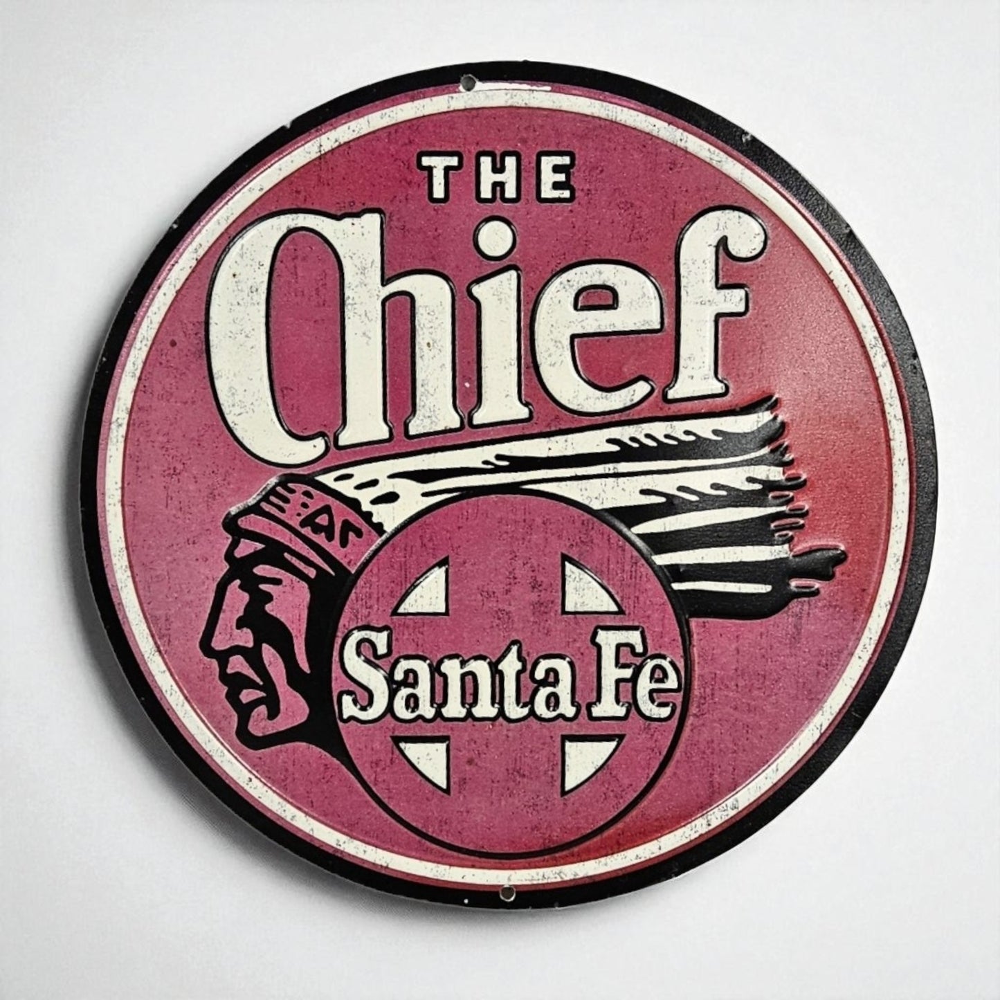 Retro Tin Santa Fe The Chief  Railroad Sign