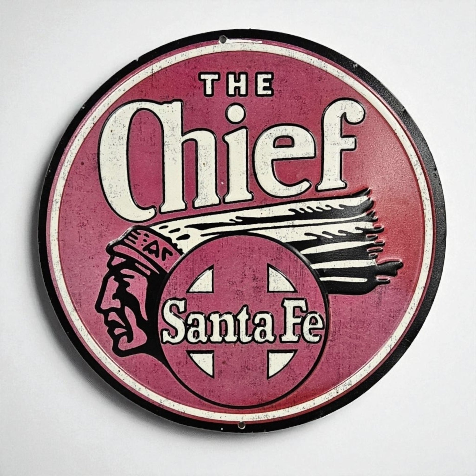 Retro Tin Santa Fe The Chief  Railroad Sign