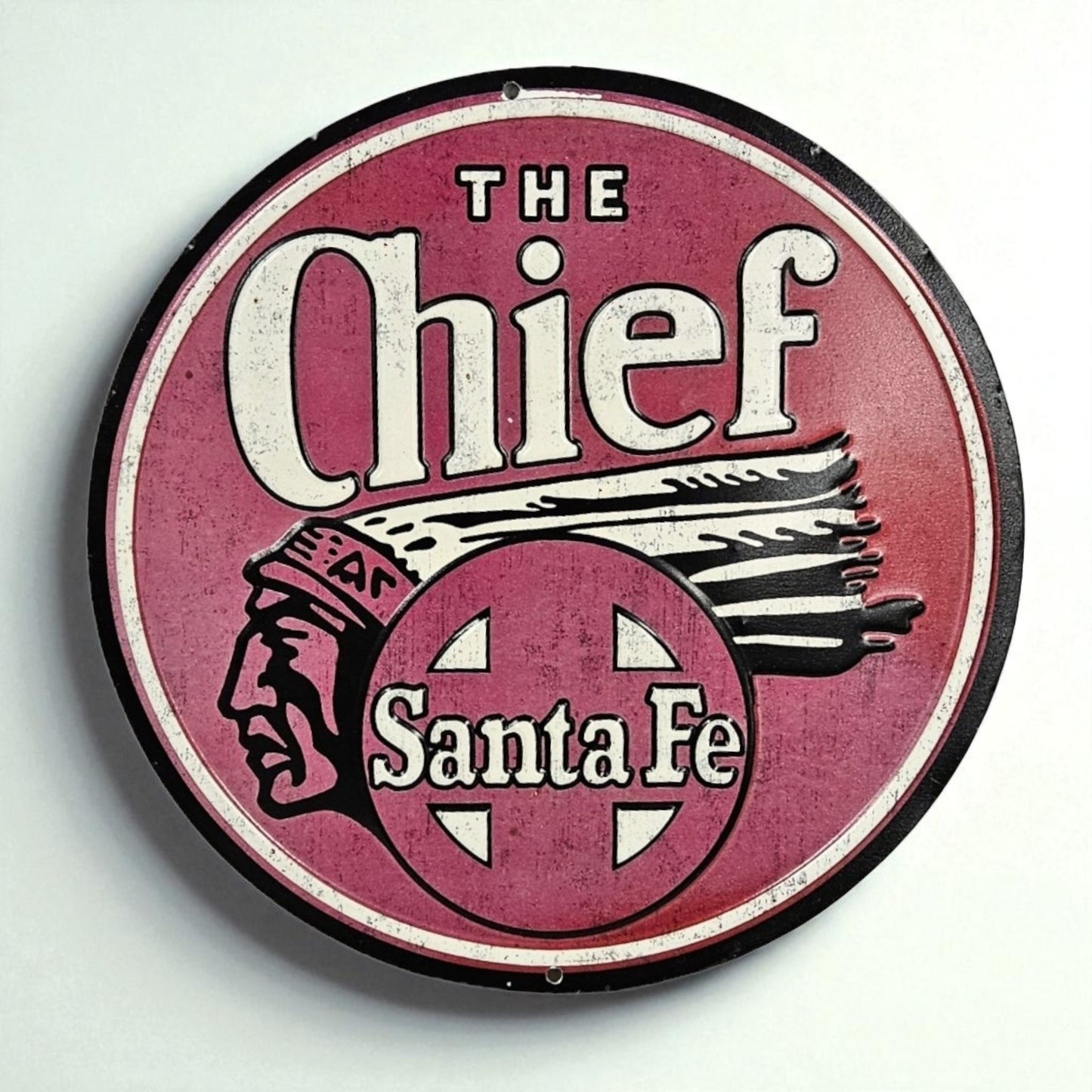 Retro Tin Santa Fe The Chief  Railroad Sign