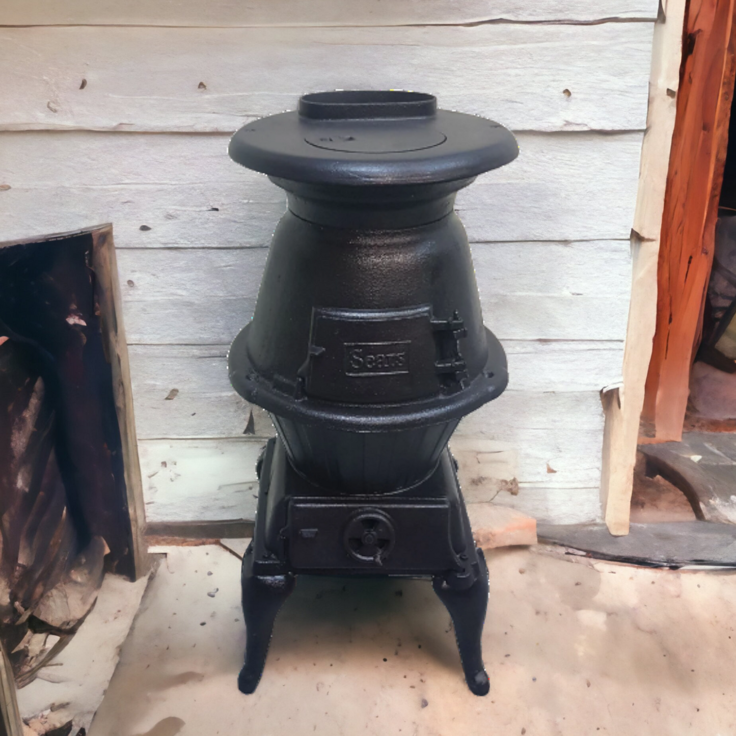 Vintage Sears Roebuck pot bellied Wood Stove Cast Iron