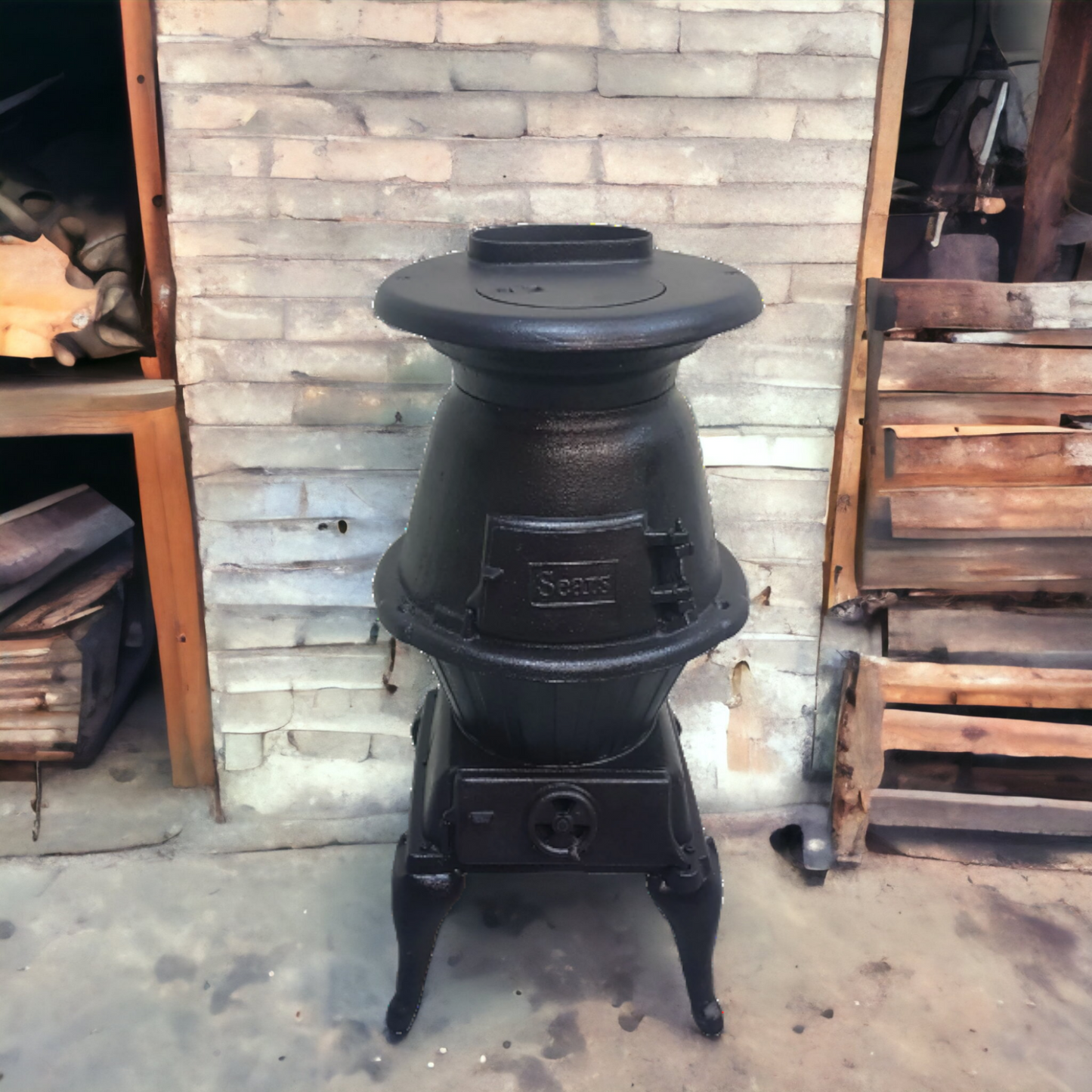 Vintage Sears Roebuck pot bellied Wood Stove Cast Iron