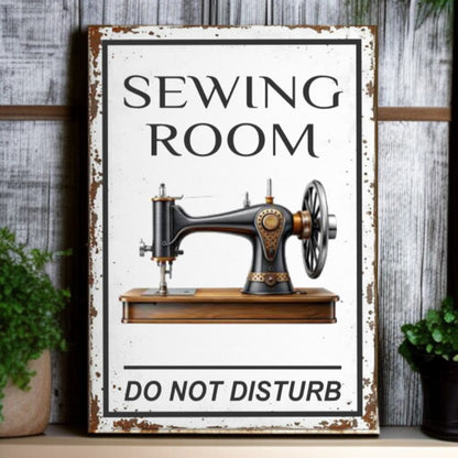 Rustic Sewing Room Do Not Disturb Sign Personalized Craft Room Wall Decor