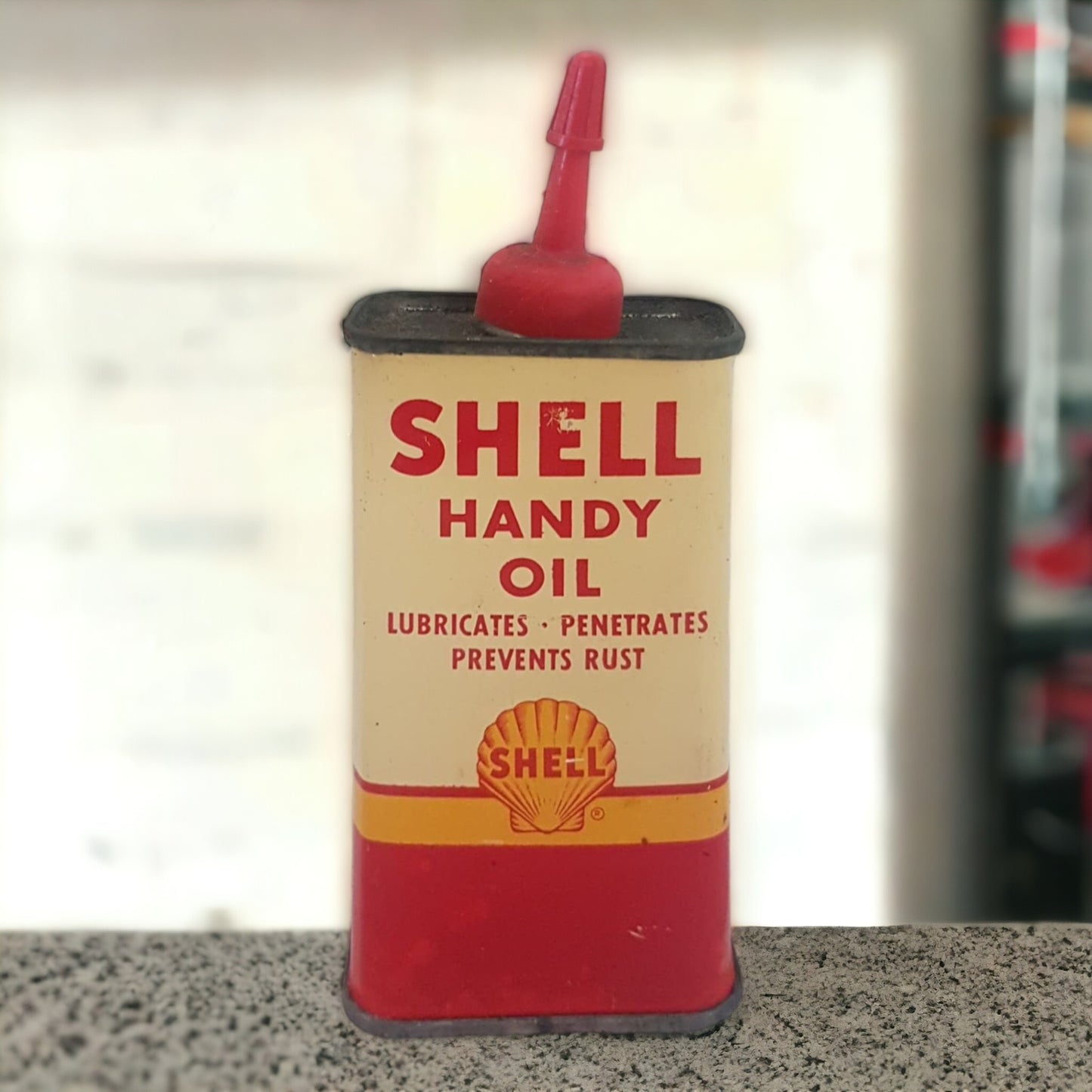Antique Shell Handy Oil Can Houshold Oiler