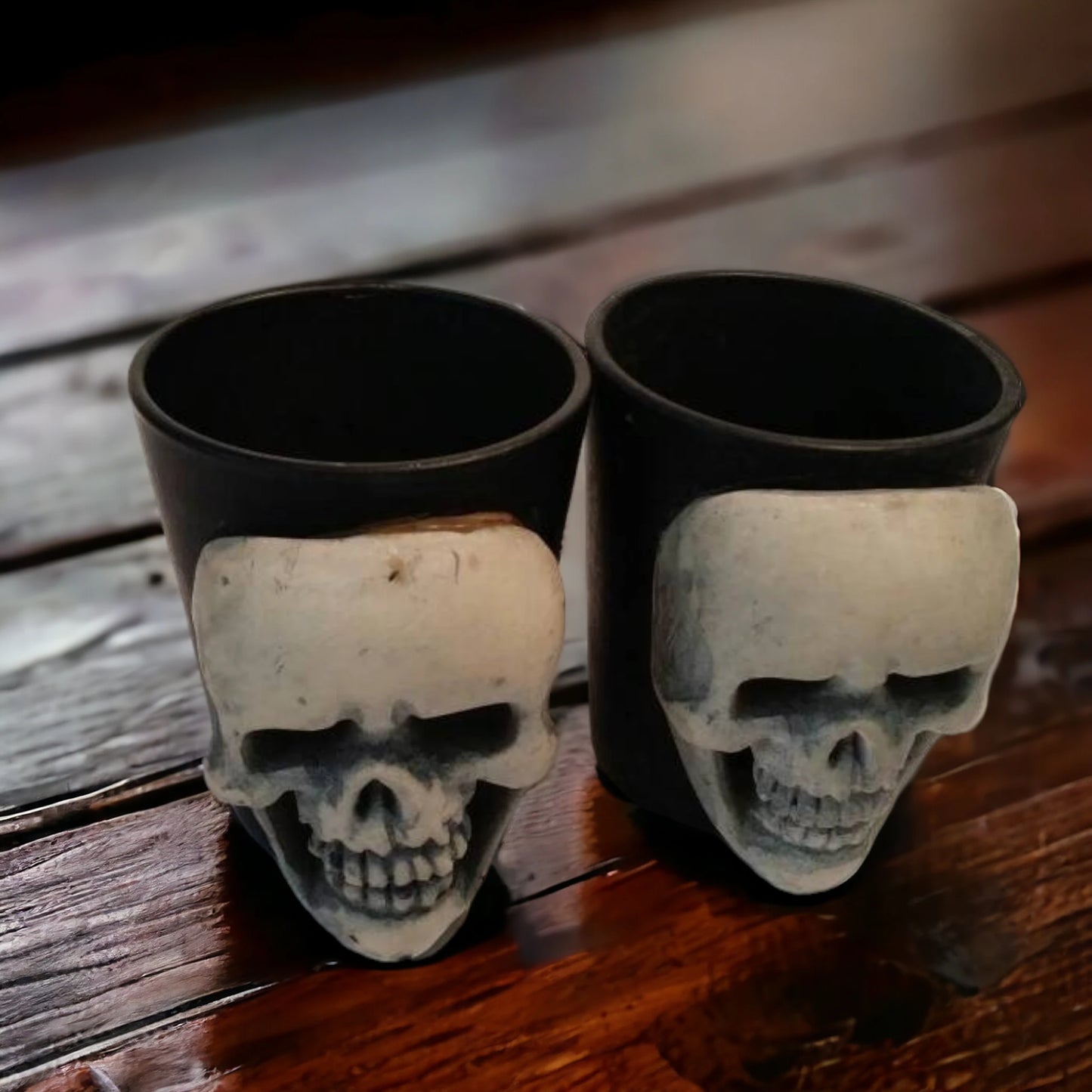 Grinning Skull Shot Glass Set Ossuary Decor