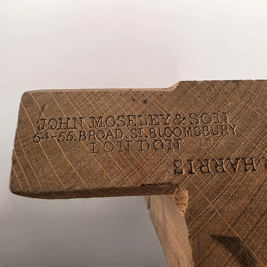 Rare Antique John Moseley & Son 7/8" Side Bead Plane – Bloomsbury London, Cabinetmaker Stamped R. Harris, Exceptional Condition