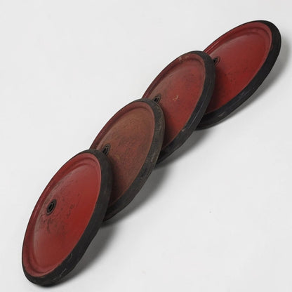 Authentic vintage Soap Box Derby wheels with original embossed official rubber tires.